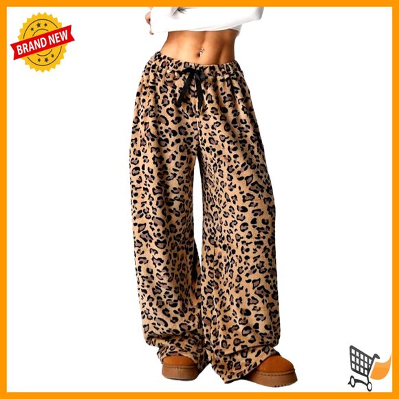 Fuzzy Pajama Pants High Waisted Wide Leg Y2K Grunge Fluffy Therian Sleepwear
